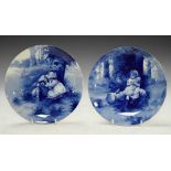 Pair of Royal Doulton blue and white plates