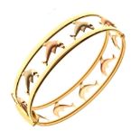 Three-colour gold snap bangle