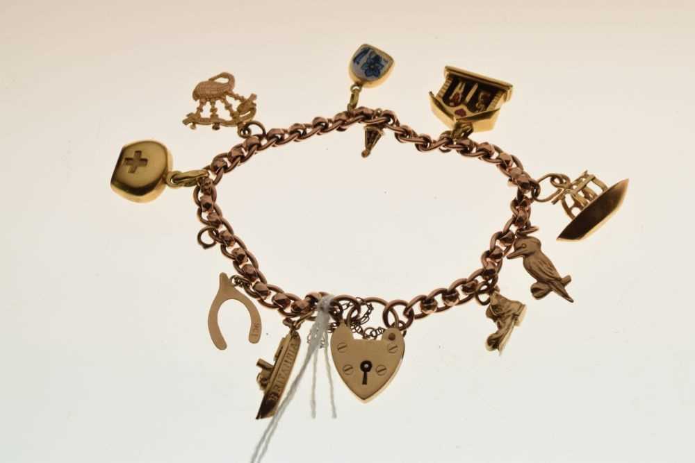 9ct rose gold charm bracelet - Image 3 of 5