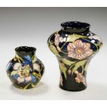 Moorcroft 'Little Rose' pattern trial vase, and 'Night Time Rose' pattern vase (2)