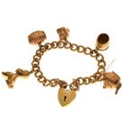 Gold-plated charm bracelet with 9ct charms