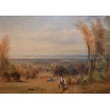 Attributed to George Shepherd - Watercolour - View from Abbot's Leigh towards the Severn Estuary