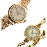 Two lady's gold watches