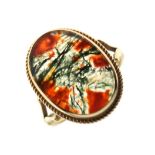 9ct gold, moss agate ring
