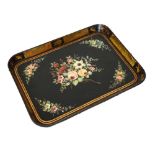 19th Century papier mache rectangular tray