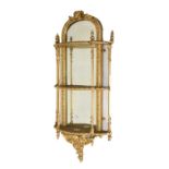 Gilt mirror back wall shelf