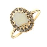 9ct opal and diamond cluster ring