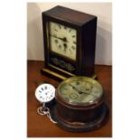 Ships bulkhead clock, mantel clock and one other