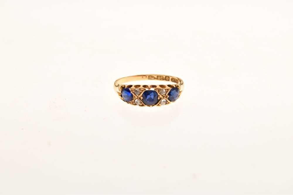 Blue garnet topped doublet and diamond 18ct gold ring - Image 2 of 7