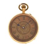 Lady's yellow metal (18K) open face fob watch