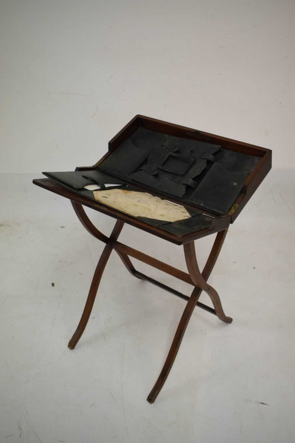 Edwardian mahogany campaign-style folding desk - Image 2 of 6