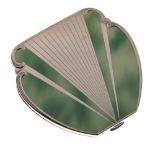 Art Deco green enamel powder compact