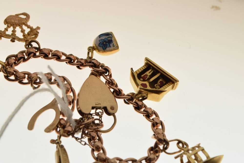 9ct rose gold charm bracelet - Image 2 of 5