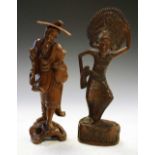South East Asian dancer, and a Japanese rootwood figure