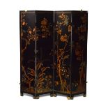 Modern black lacquer four fold screen