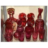 Assorted cranberry glass