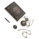 Quantity of silver jewellery together with a silver cigarette case