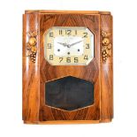 Art Deco walnut-cased 'Veritable Westminster' chiming wall clock