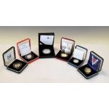 Six GB silver proof coins in presentation cases