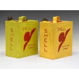 Motoring Interest - Two vintage yellow Shell Aviation Spirit petrol cans