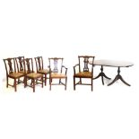 Six Chippendale style chairs and reproduction dining table