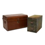 Grained tin trunk & two drawer filing cabinet