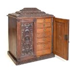 Victorian carved oak specimen chest
