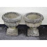 Pair of 'Sandford Stone 'composite garden urns