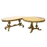 Oval composite marble top coffee table 120cm long