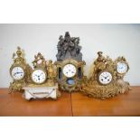 Assorted gilt spelter mantel clocks