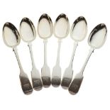 Set of six Victorian silver spoons, London 1856, 311g