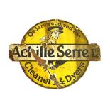 Advertising - Vintage double-sided 'Achille Serre Ltd' Cleaners & Dyers enamel sign, 61cm wide.