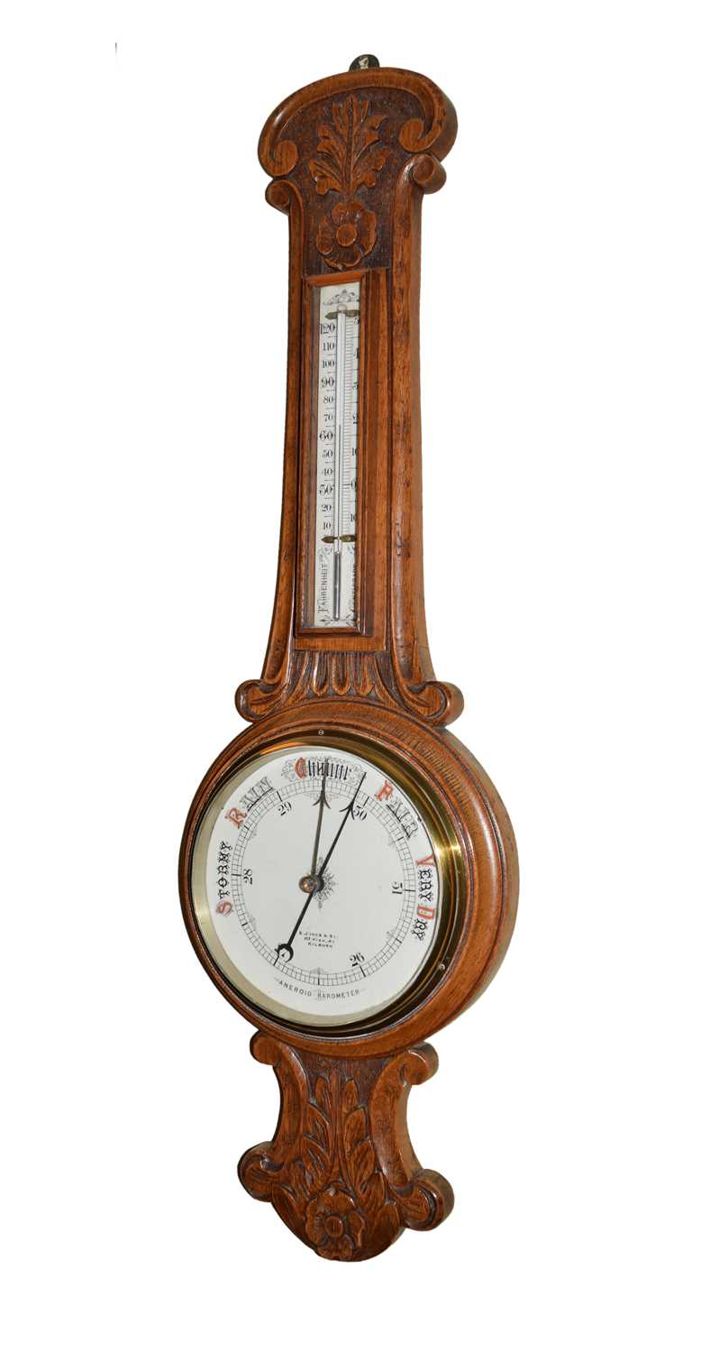 Oak cased aneroid barometer 'S. Jones & Co', Kilburn