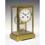 French four-glass mantel clock, circa 1900