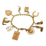 Belcher link charm bracelet stamped '750'