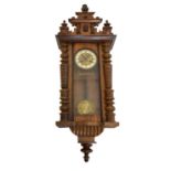 Early 20th Century fruitwood-cased spring-driven Vienna wall clock