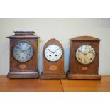 Three early 20th Century oak-cased mantel clocks