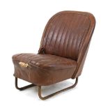 Motoring Interest - Morris car seat, in faux brown leather, 51cms wide x 64cms high