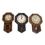 Three late 19th Century American drop-dial wall clocks