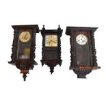 Three early 20th Century spring driven Vienna wall clocks