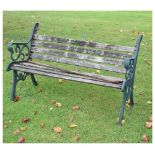 Metal framed garden bench, 127cm wide