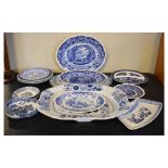 Quantity of mainly 19th Century printed blue and white pottery