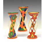 Clarice Cliff limited edition ceramics - three YoYo vases