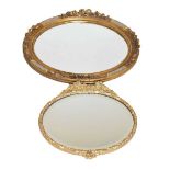 Giltwood oval wall mirror plus one other