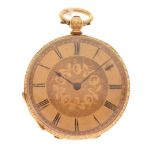 Lady's yellow metal fob watch, stamped '18K'