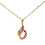 9ct ruby and diamond pendant on chain