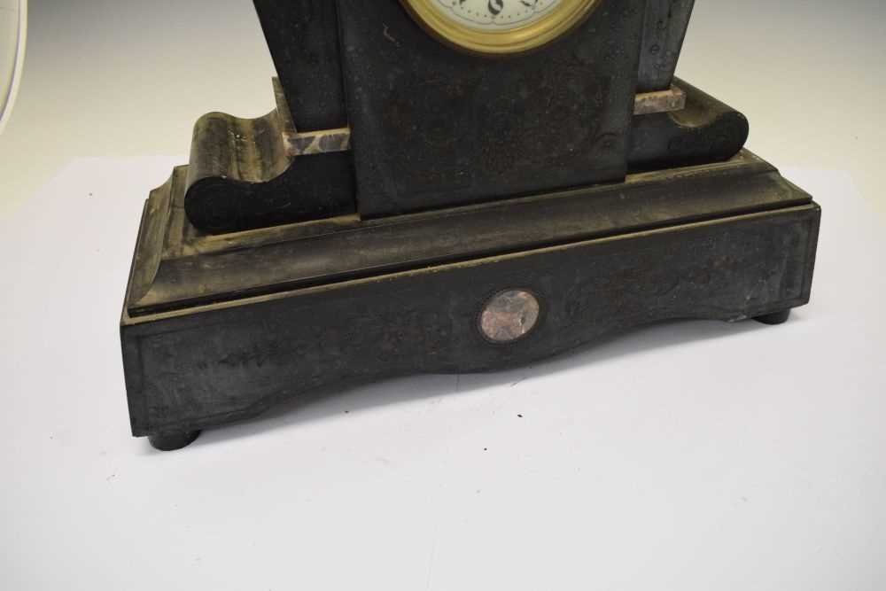 Late 19th Century French black slate and marble mantel clock - Image 5 of 7