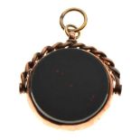 9ct gold double sided swivel fob set bloodstone