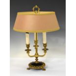 Gilt metal three-branch table lamp