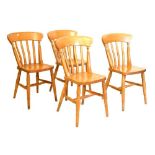 Four pine kitchen chairs